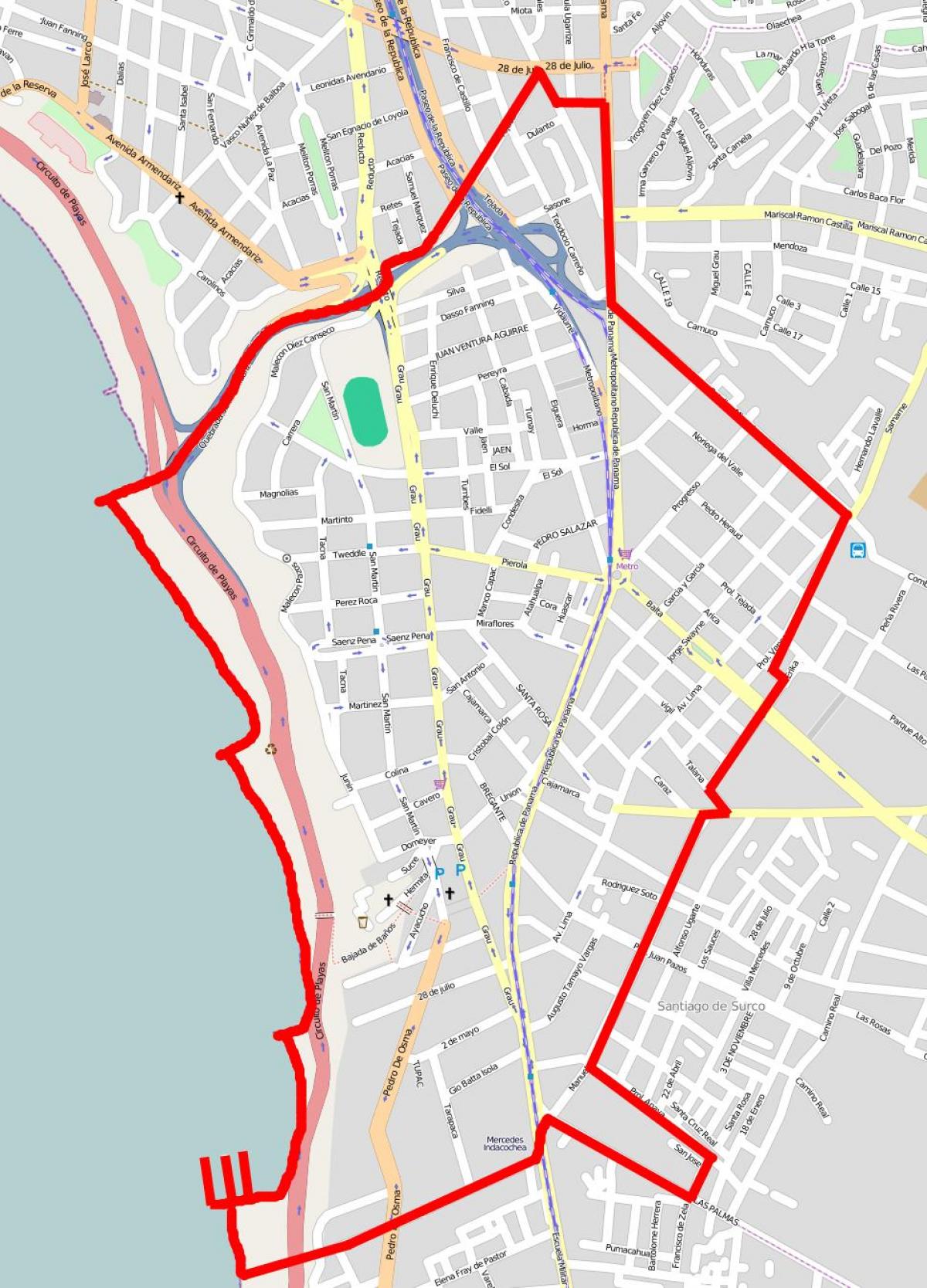 Kort af miraflores Lima