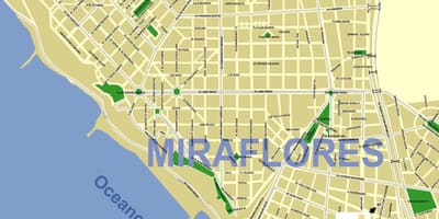 Kort af miraflores Lima í peru