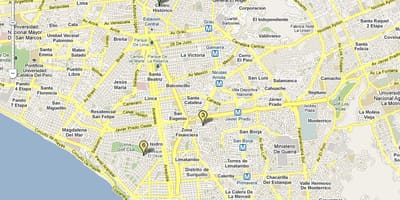 Kort af miraflores Lima í peru